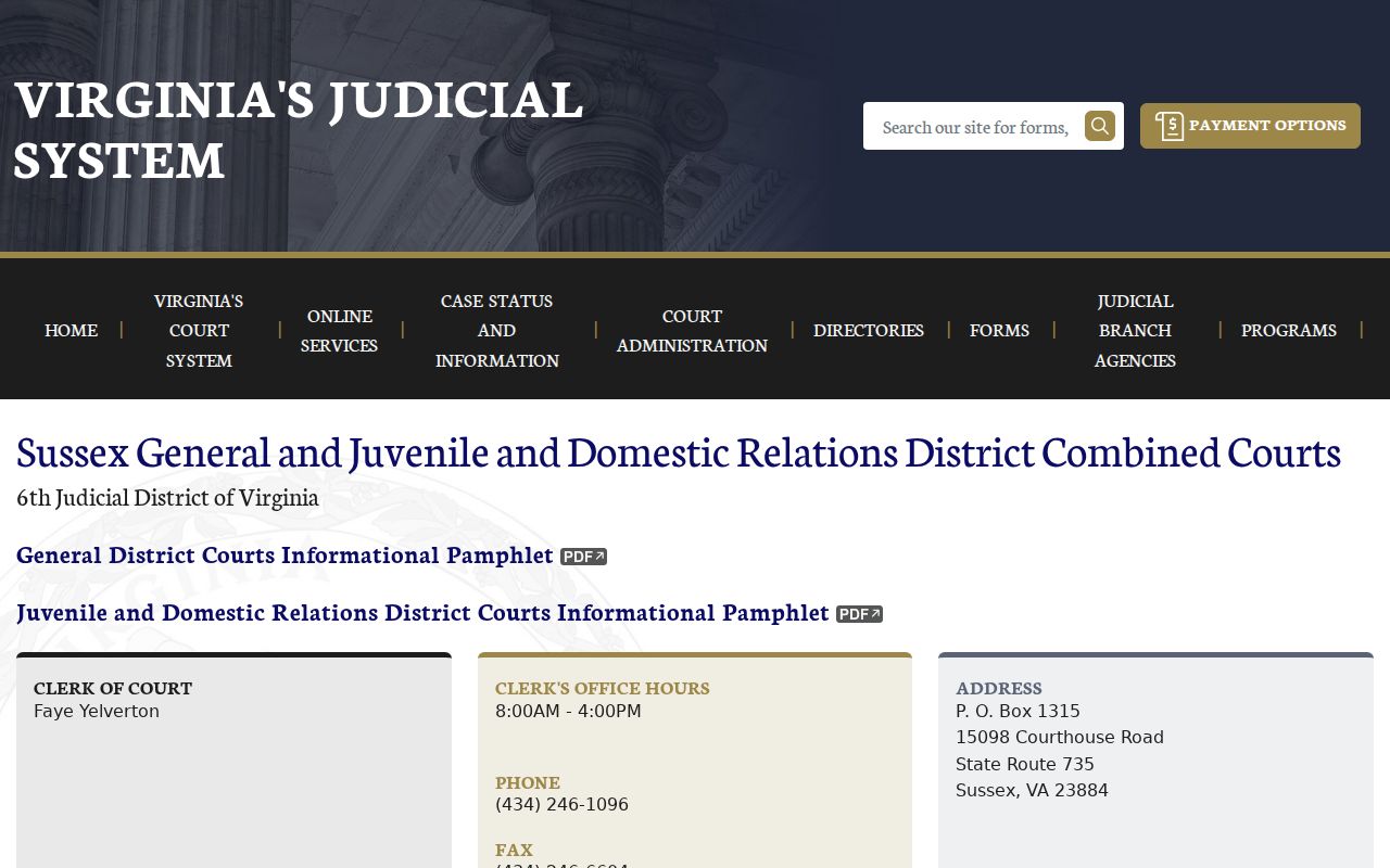 Sussex County bench warrant court schedule for General District and JDR matters