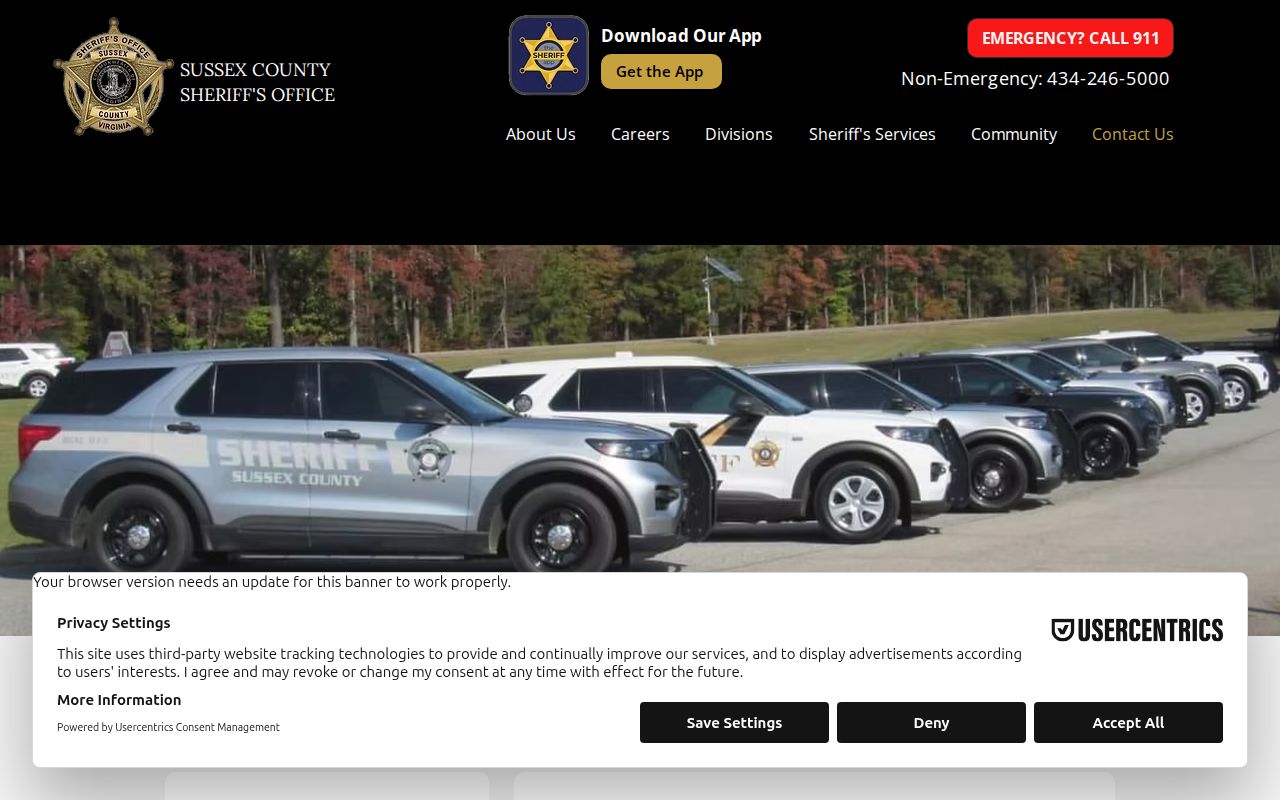 Sussex County warrant service phone tree and Sheriff contact information