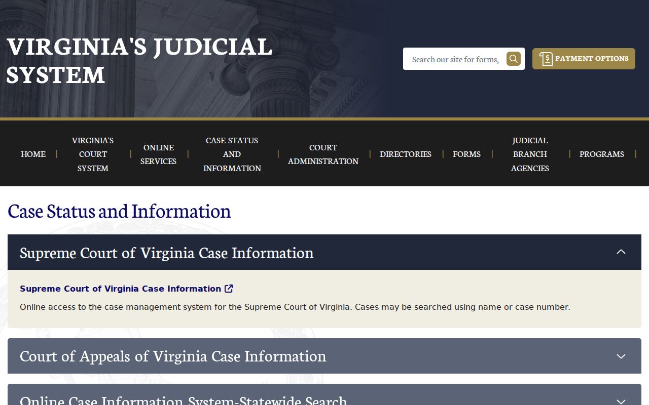 Sussex County warrant case search routes through Virginia court status tools